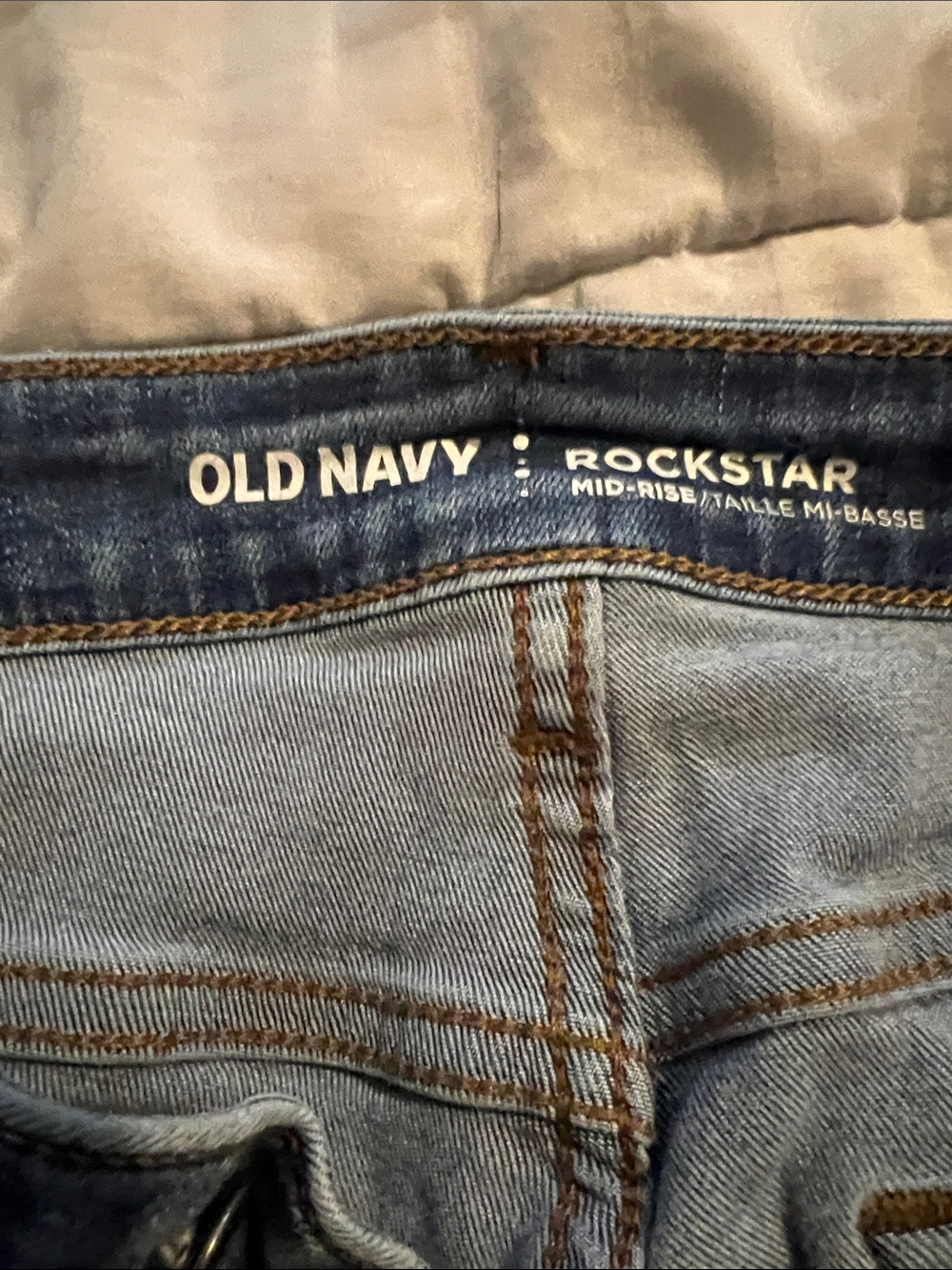 Old Navy stretch Blue Skinny Jeans with Orange Floral Embroidery - Picture 2 of 7